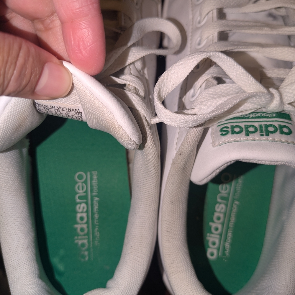 adidas White Athletic Shoes with Green Accents - Picture 4 of 7